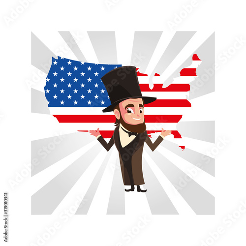president abraham lincoln with map united states