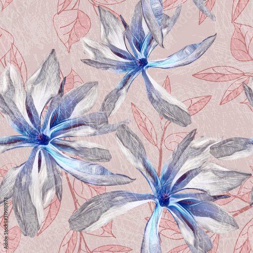 Magnolia seamless pattern. Artistic background.