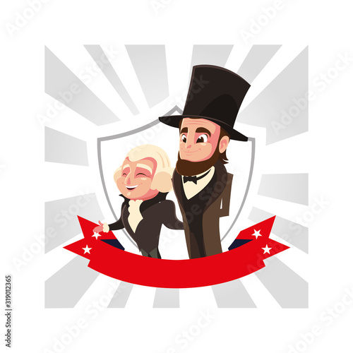 cartoon of presidents george washington and abraham lincoln, president day