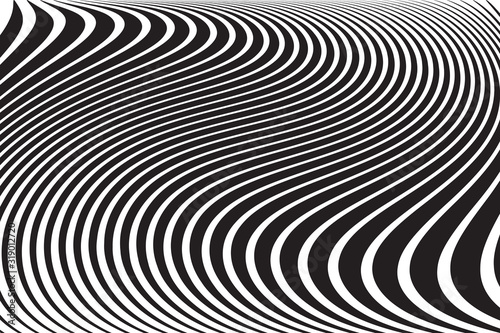 Abstract wavy lines design. Striped black and white texture.