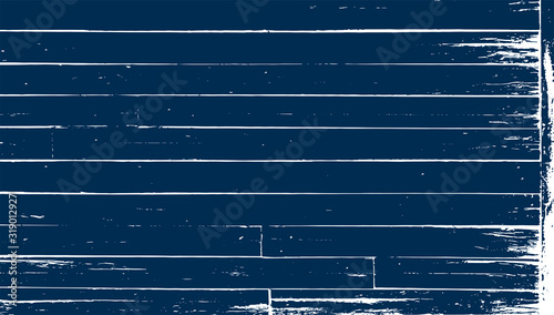 Rough vintage blue reclaimed wood surface with aged boards lined up. Wooden planks on a wall or floor with grain and texture. Navy blue vintage wood planks background.