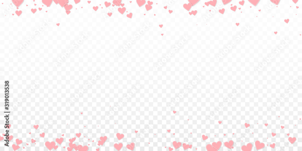 Pink heart love confettis. Valentine's day border 