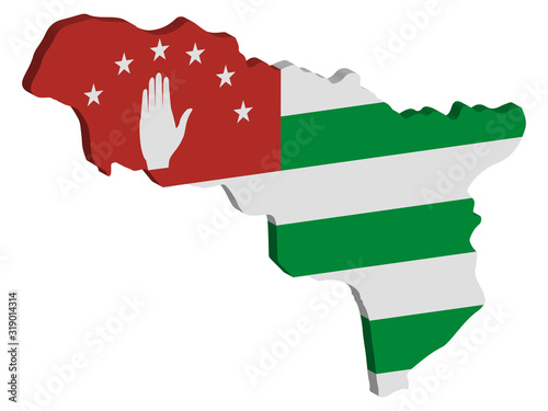 Republic Of Abkhazia map flag vector 3D
