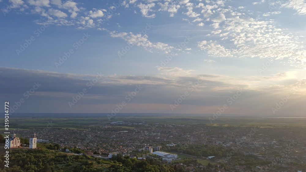 Panorama of the plain with clouds