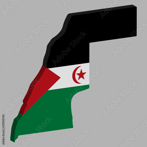 Sahrawi Arab Democratic Republic map flag vector 3D photo