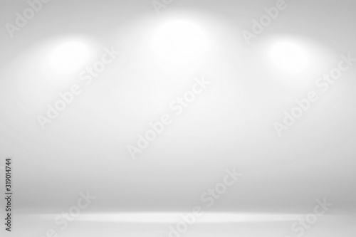 Spotlights Scene. Abstract white background empty room studio background and display your product with spot lights