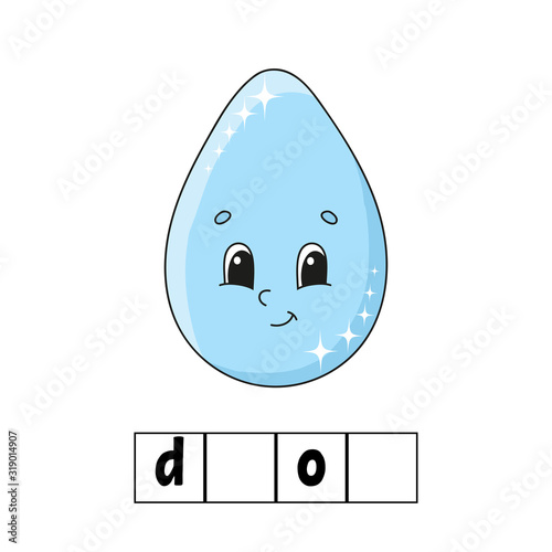 Words puzzle, drop. Education developing worksheet. Learning game for kids. Color activity page. Puzzle for children. Riddle for preschool. Simple flat isolated vector illustration .
