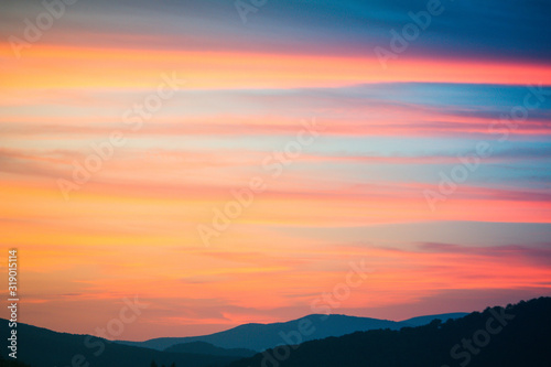 Majestic sunset in the mountains landscape. Ukraine. © yarohork