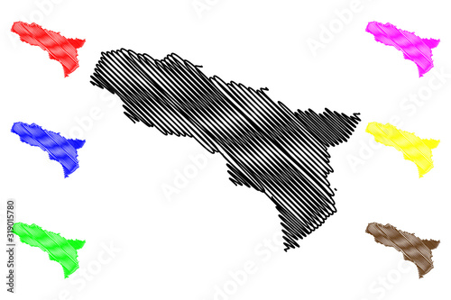 Abkhazia (Republic of Georgia - country, Administrative divisions of Georgia) map vector illustration, scribble sketch Government of the Autonomous Republic of Abkhazia map....