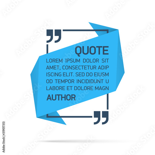 Design Quote speech bubble paper origami for message isolated on white background. shapes graphic textbox quotation mark for comment dialogue app template with author signature. Quote bubble frame.