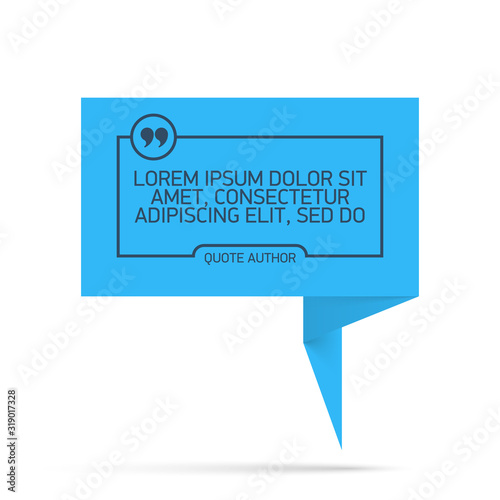 Design Quote speech bubble paper origami for message isolated on white background. shapes graphic textbox quotation mark for comment dialogue app template with author signature. Quote bubble frame.