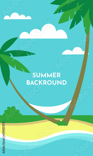 Vector design template  background with copy space for text - summer landscape - background for banner  greeting card  poster and advertising - summer vacation concept. Beach holidays. Flat design