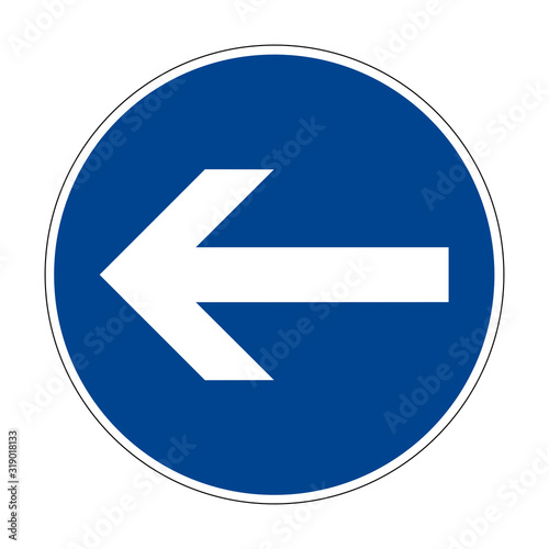 Turn left here. Left turn. Road sign of Germany. Europe. Vector graphics.