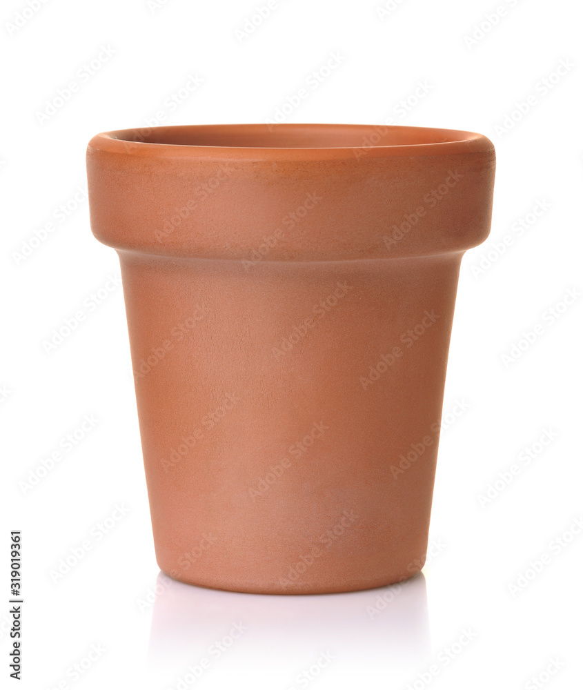 Front view of unpainted clay pot Front view of unpainted clay pot