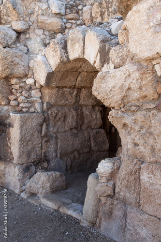 Roman Ruins with Arched Doorway in Israel