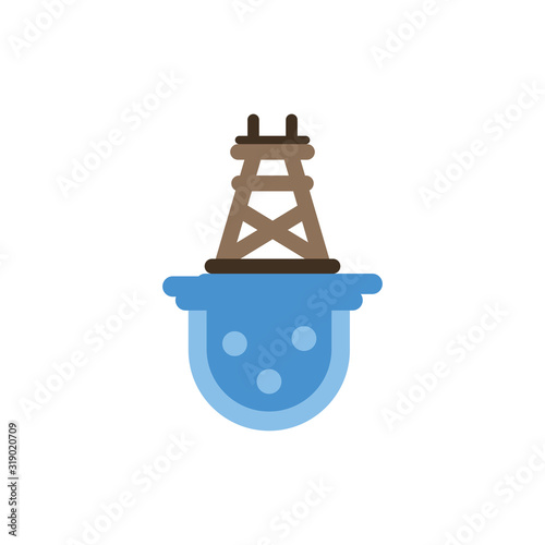 Isolated oil tower over water vector design