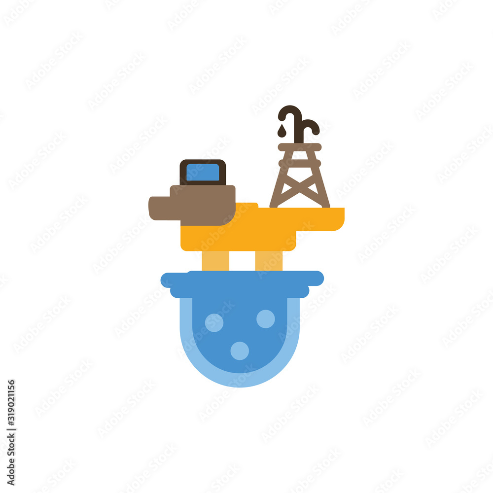 Isolated oil tower over water vector design Isolated oil tower over water vector design