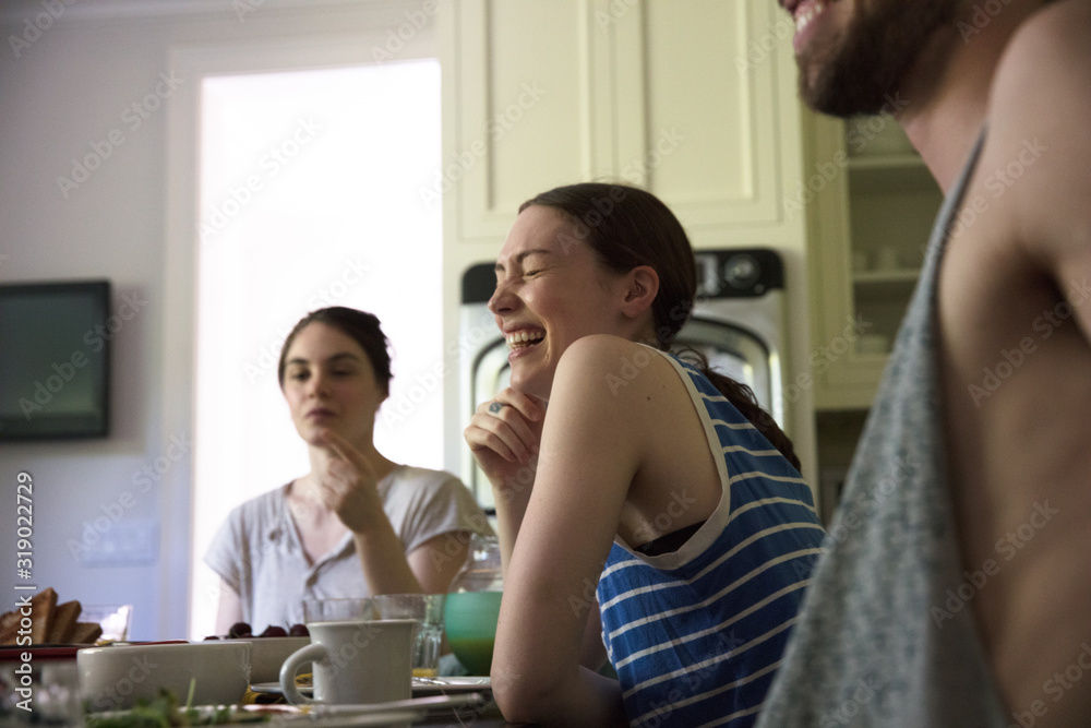 millennials in the kitchen having breakfast in the morning millennials in the kitchen having breakfast in the morning