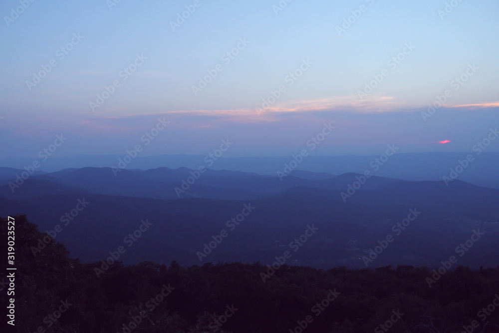 Clouds and haze over the Blue Ridge Mountains / Appalachian Mountains in Shenandoah National Park