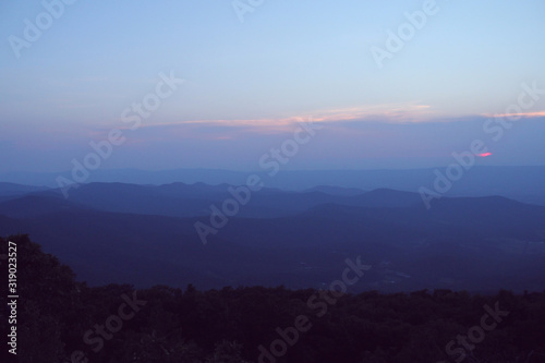 Clouds and haze over the Blue Ridge Mountains / Appalachian Mountains in Shenandoah National Park