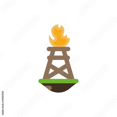 Isolated oil tower with flame vector design