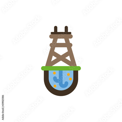 Isolated oil tower over water vector design