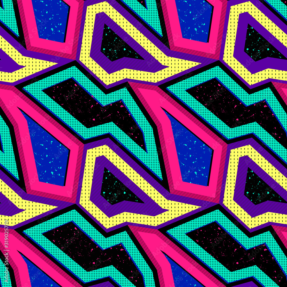 Retro vintage 80s or 90s fashion style abstract seamless pattern