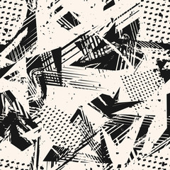 Fototapete Retro-Muster Schwarz-weisses Grunge-Muster im Graffiti-Stil  © Olgastocker