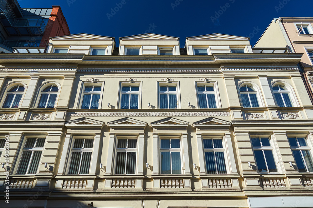 facade of a historic Neo-Renaissance  tenement house in Poznan.