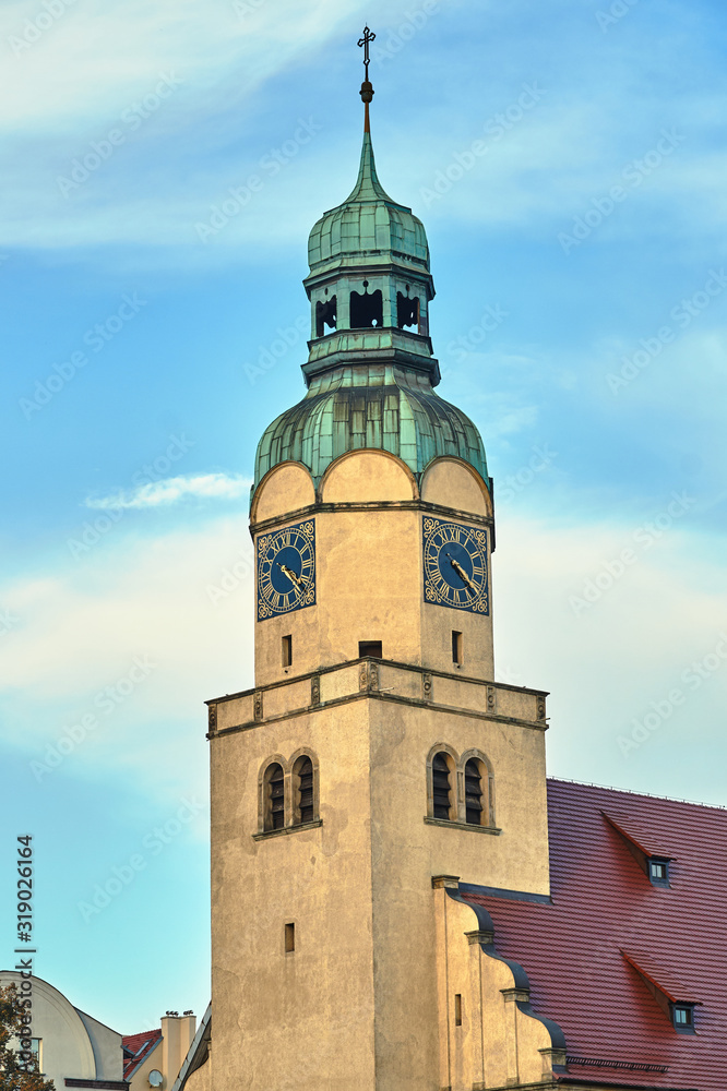 Belfry of Neo-Renaissance  historic church in Poznan .