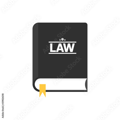 The book of black law is depicted on a white background.