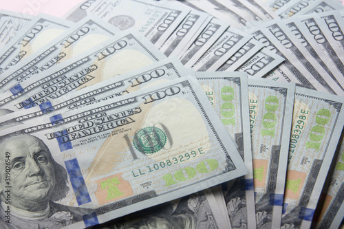 money background. american hundred dollar bills. copy space