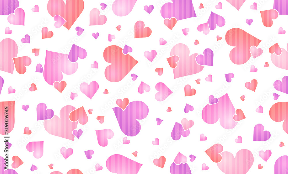 Seamless background with pink valentines hearts. Valentines greeting banner. Horizontal holiday background, headers, posters, cards, website. Vector illustration Seamless background with pink valentines hearts. Valentines greeting banner. Horizontal holiday background, headers, posters, cards, website. Vector illustration