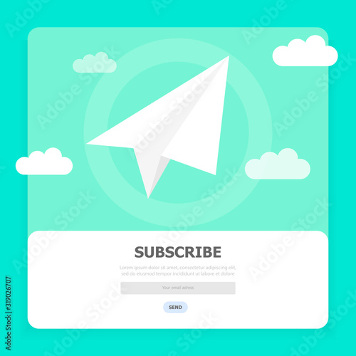 A white box with a message subscription is displayed in the blue screen.