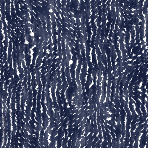 Indigo cyanotype dyed effect distressed worn bleached graphical motif. Noisy brushed faded mottled, intricate grungy stained navy design. Seamless repeat vector eps 10 pattern swatch.