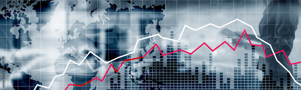 Red and White Stock Market Graph. Web header or banner. Red and White Stock Market Graph. Web header or banner.