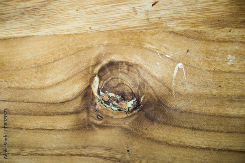 Wooden backgound of oak with gnarl in a table