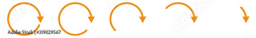 Arrow Icon Orange | Circle Arrows | Infographic Illustration | Direction Symbol | Curved Loading Logo | Up Sign | Isolated | Variations