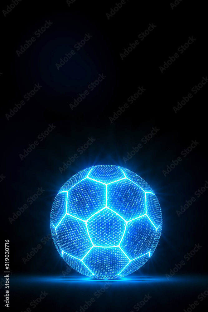 Glowing soccer ball in the dark