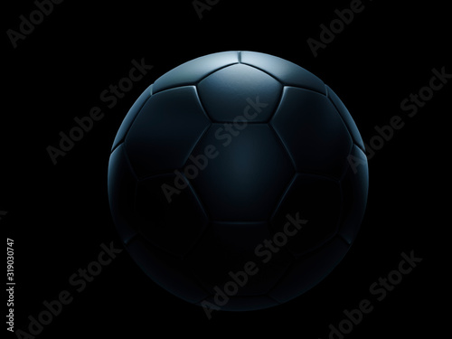 Fototapeta Naklejka Na Ścianę i Meble -  Black football ball against black background.