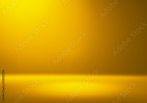 3D Illustration. Festive yellow luxury Christmas background for product placement