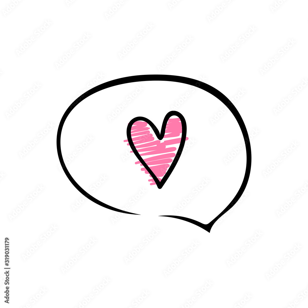 Speech bubble with heart on white background Speech bubble with heart on white background