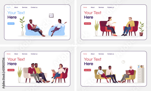 Psychology consultation landing page vector template. Marital problem. Psychoanalysis. Psychotherapy website interface idea with flat illustratios. Homepage layout. Web banner, webpage cartoon concept