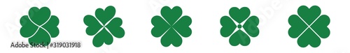 Shamrock Icon Green | Shamrocks | Four Leaf Clover | Irish Symbol | St Patrick's Day Logo | Luck Sign | Isolated | Variations