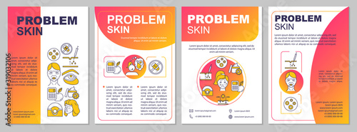 Problem skin, rash and wrinkles, pigmentation brochure template. Flyer, booklet, leaflet print, cover design with linear icons. Vector layouts for magazines, annual reports, advertising posters