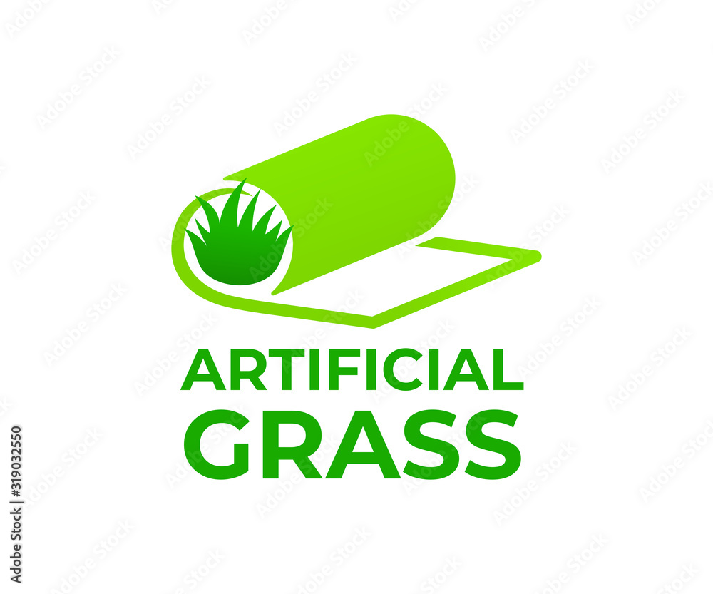 Artificial grass or turf in roll, logo design. Carpeting artificial grass and landscaping, vector design and illustration Artificial grass or turf in roll, logo design. Carpeting artificial grass and landscaping, vector design and illustration