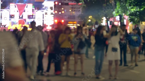 Unrecogniable people on the street of Hanoi, Vietnam. photo