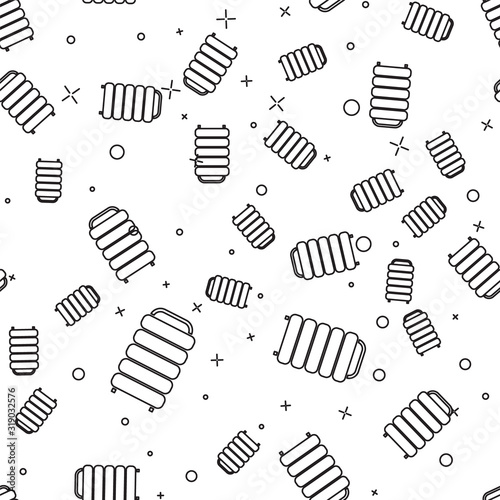 Black line Heating radiator icon isolated seamless pattern on white background. Vector Illustration