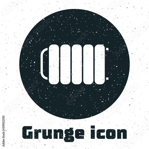 Grunge Heating radiator icon isolated on white background. Vector Illustration