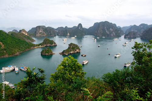 Vista general de la bahía de Halong Bay en Vietnam, patrimonio de la humanidad por la UNESCO photo